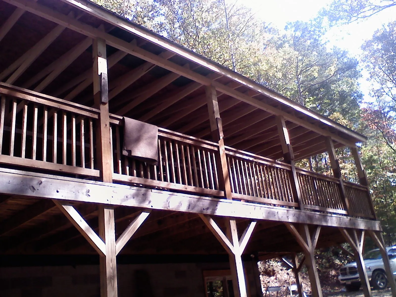 Timber framing under a new elevated porch and deck — Roof Leak Repair in Bensenville by Roofing Brothers